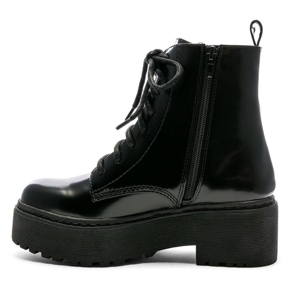 Jeffrey Campbell Black Patent Combat Lace-Up Boots